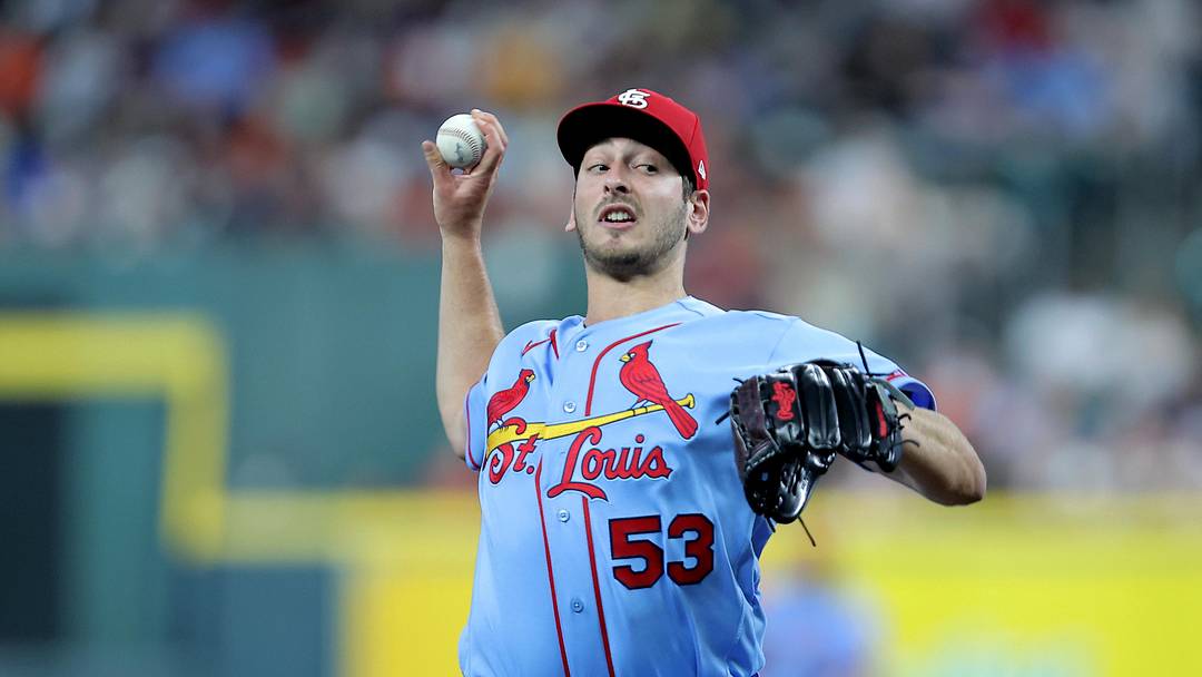 Apr 18, 2026; Houston, Texas, USA; St. Louis Cardinals pitcher Andre Pallante (53) delivers a pitch against the Houston Astros during the first inning at Daikin Park. Mandatory Credit: Erik Williams-Imagn Images
