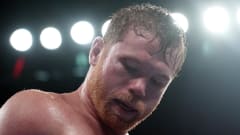 Closeup of Canelo Alvarez's face during a fight