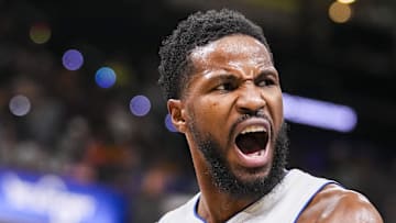 Nov 29, 2024; Indianapolis, IN, USA; Detroit Pistons guard Malik Beasley (5) celebrates Friday, Nov. 29, 2024, during a game between the Indiana Pacers and the Detroit Pistons at Gainbridge Fieldhouse in Indianapolis. The Pistons defeated the Pacers, 130-106. Mandatory Credit: Grace Smith/USA TODAY Network via Imagn Images 