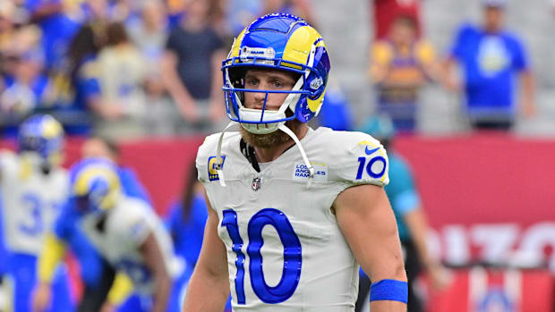 Los Angeles Rams wide receiver Cooper Kupp (10) looks on prior to a game against the Arizona Cardinals