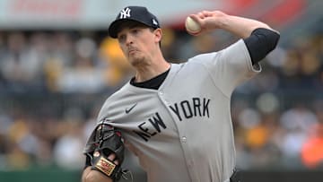 Apr 4, 2025; Pittsburgh, Pennsylvania, USA;  New York Yankees starting pitcher Max Fried (54) delivers a pitch against the Pittsburgh Pirates during the first inning at PNC Park. 