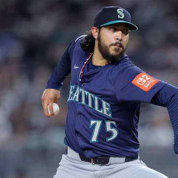 Seattle Mariners relief pitcher Andres Munoz (75) pitches against the New York Yankees during the ninth inning at Yankee Stadium on July 10. 