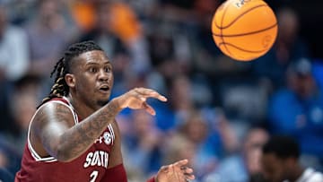 South Carolina Gamecocks forward B.J. Mack (2) passes against Auburn during their SEC Men's Basketball Tournament quarterfinal game at Bridgestone Arena in Nashville, Tenn., Friday, March 15, 2024.at Bridgestone Arena in Nashville, Tenn., Friday, March 15, 2024.