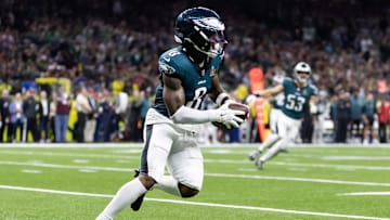 Feb 9, 2025; New Orleans, LA, USA; Philadelphia Eagles safety C.J. Gardner-Johnson (8) against the Kansas City Chiefs during Super Bowl LIX at Ceasars Superdome.