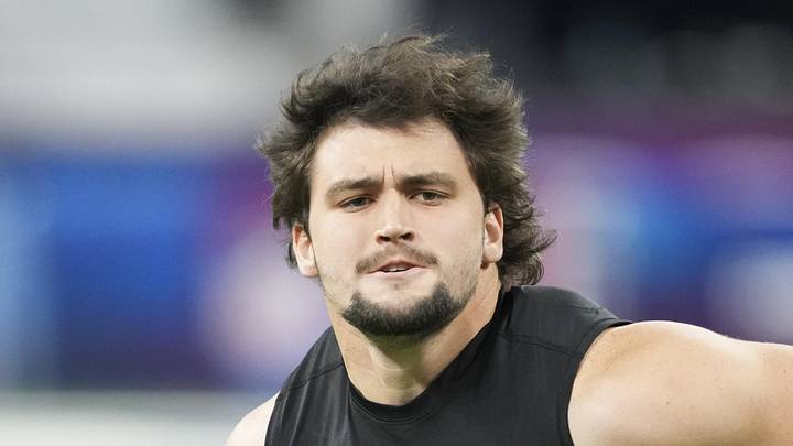 New Indianapolis Colts defensive lineman Caden Curry goes through drills
