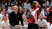 Wisconsin head coach Kelly Sheffield is shown during their volleyball match against Ohio State Wednesday, October 18, 2023 at the UW Field House in Madison, Wisconsin.