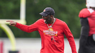 Louisville Cardinals Ron English, co-Defensive Coordinator/Secondary, during a recent practice on August 4, 2025 before the start of the 2025 football season.