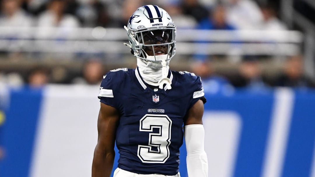 Dec 4, 2025; Detroit, Michigan, USA; Dallas Cowboys wide receiver George Pickens (3) during the first half against the Detroit Lions at Ford Field. Mandatory Credit: Lon Horwedel-Imagn Images