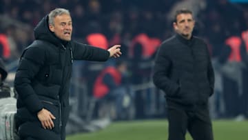 Luis Enrique et Stéphane Gilli lors du derby parisien en Ligue 1