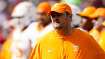 Oct 21, 2023; Tuscaloosa, Alabama, USA; Tennessee Volunteers head coach Josh Heupel during warmups before their game against the Alabama Crimson Tide at Bryant-Denny Stadium. Mandatory Credit: John David Mercer-USA TODAY Sports