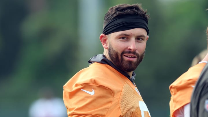 Jul 25, 2024; Tampa, FL, USA; Tampa Bay Buccaneers quarterback Baker Mayfield (6) during training camp at AdventHealth Training Center. Mandatory Credit: Kim Klement Neitzel-USA TODAY Sports