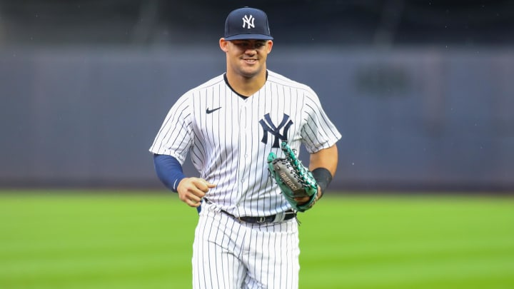 Sep 9, 2023; Bronx, New York, USA;  New York Yankees center fielder Jasson Dominguez (89) at Yankee Stadium. Mandatory Credit: Wendell Cruz-USA TODAY Sports