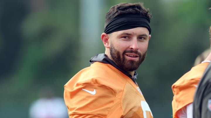 Jul 25, 2024; Tampa, FL, USA; Tampa Bay Buccaneers quarterback Baker Mayfield (6) during training camp at AdventHealth Training Center. Mandatory Credit: Kim Klement Neitzel-USA TODAY Sports