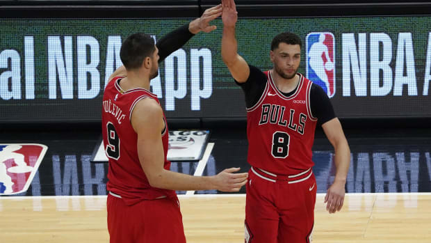 Chicago Bulls stars Zach LaVine and Nikola Vucevic.