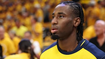 Indiana Pacers wing Aaron Nesmith before Game 4 of the 2025 NBA Finals against the Oklahoma City Thunder.