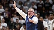 Texas A&M Aggies head coach Buzz Williams reacts during the second half against the Georgia Bulldogs at Reed Arena. 