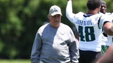 May 30, 2024; Philadelphia, PA, USA; Philadelphia Eagles defensive coordinator Vic Fangio during practice at NovaCare Complex. Mandatory Credit: Bill Streicher-USA TODAY Sports