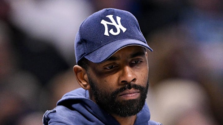 Nov 22, 2025; Dallas, Texas, USA; Dallas Mavericks guard Kyrie Irving (11) looks on during the second half against the Memphis Grizzlies at the American Airlines Center. Mandatory Credit: Jerome Miron-Imagn Images