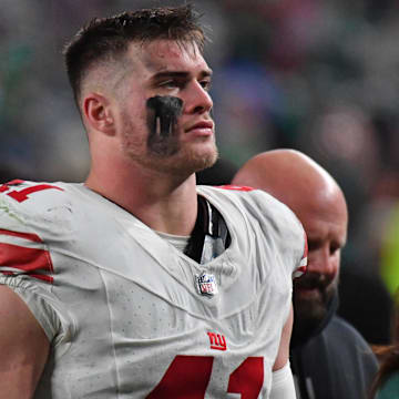 Dec 25, 2023; Philadelphia, Pennsylvania, USA; New York Giants linebacker Micah McFadden (41) against the Philadelphia Eagles at Lincoln Financial Field.  