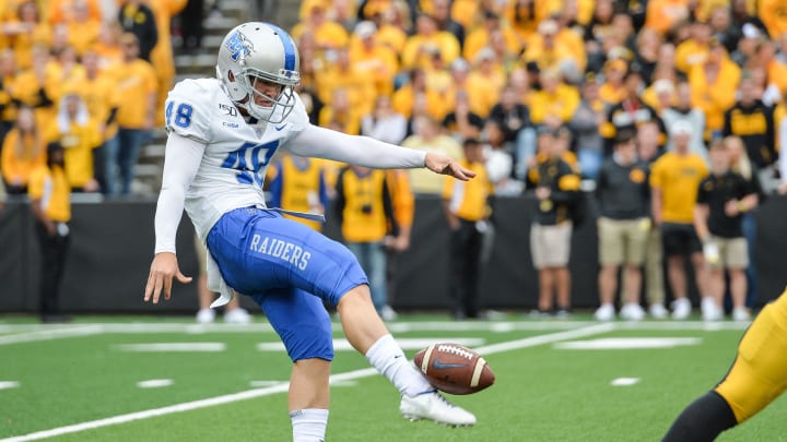 Sep 28, 2019; Iowa City, IA, USA; Middle Tennessee Blue Raiders punter Kyle Ulbrich (48) in action against the Iowa Hawkeyes at Kinnick Stadium.