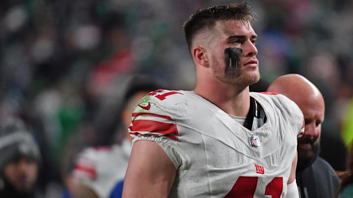 Dec 25, 2023; Philadelphia, Pennsylvania, USA; New York Giants linebacker Micah McFadden (41) against the Philadelphia Eagles at Lincoln Financial Field.  