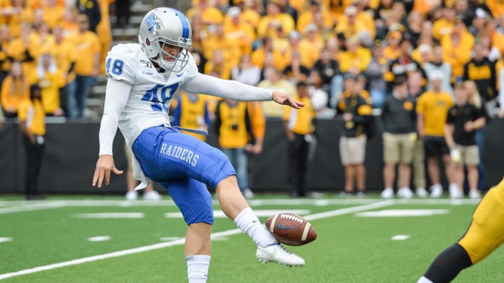 Sep 28, 2019; Iowa City, IA, USA; Middle Tennessee Blue Raiders punter Kyle Ulbrich (48) in action against the Iowa Hawkeyes at Kinnick Stadium.