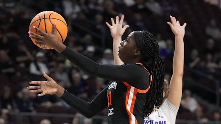 March 11, 2025; Las Vegas, NV, USA; Oregon State Beavers guard Catarina Ferreira (30) shoots the basketball against the Portland Pilots during the first half in the final of the West Coast Conference tournament at Orleans Arena. Mandatory Credit: Kyle Terada-Imagn Images March 11, 2025; Las Vegas, NV, USA; Oregon State Beavers guard Catarina Ferreira (30) shoots the basketball against the Portland Pilots during the first half in the final of the West Coast Conference tournament at Orleans Arena. Mandatory Credit: Kyle Terada-Imagn Images