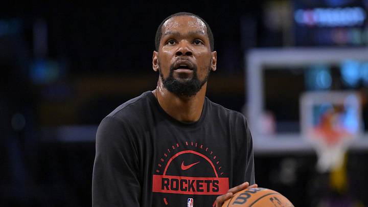 Apr 21, 2026; Los Angeles, California, USA; Houston Rockets forward Kevin Durant (7) warms up prior to game two of the first round of the 2026 NBA Playoffs against the Los Angeles Lakers at Crypto.com Arena. Mandatory Credit: Jayne Kamin-Oncea-Imagn Images