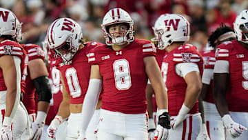 Wisconsin Badgers linebacker Mason Posa (8) is seen during the first half of the game against the Iowa Hawkeyes on Saturday October 11, 2025 at Camp Randall in Madison, Wisconsin.