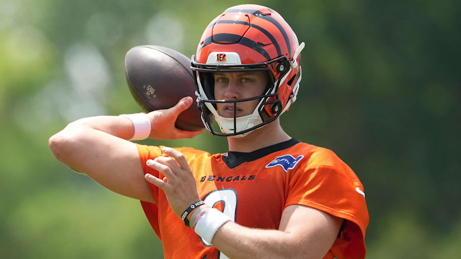 Jun 10, 2025; Cincinnati, OH, USA; Cincinnati Bengals quarterback Joe Burrow (9) during practice at Paycor Stadium. Mandatory Credit: Kareem Elgazzar-Imagn Images | Kareem Elgazzar-Imagn Images