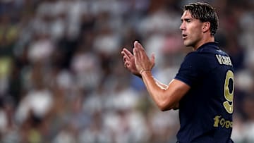 Dusan Vlahovic of Juventus Fc  gestures during the Serie A...