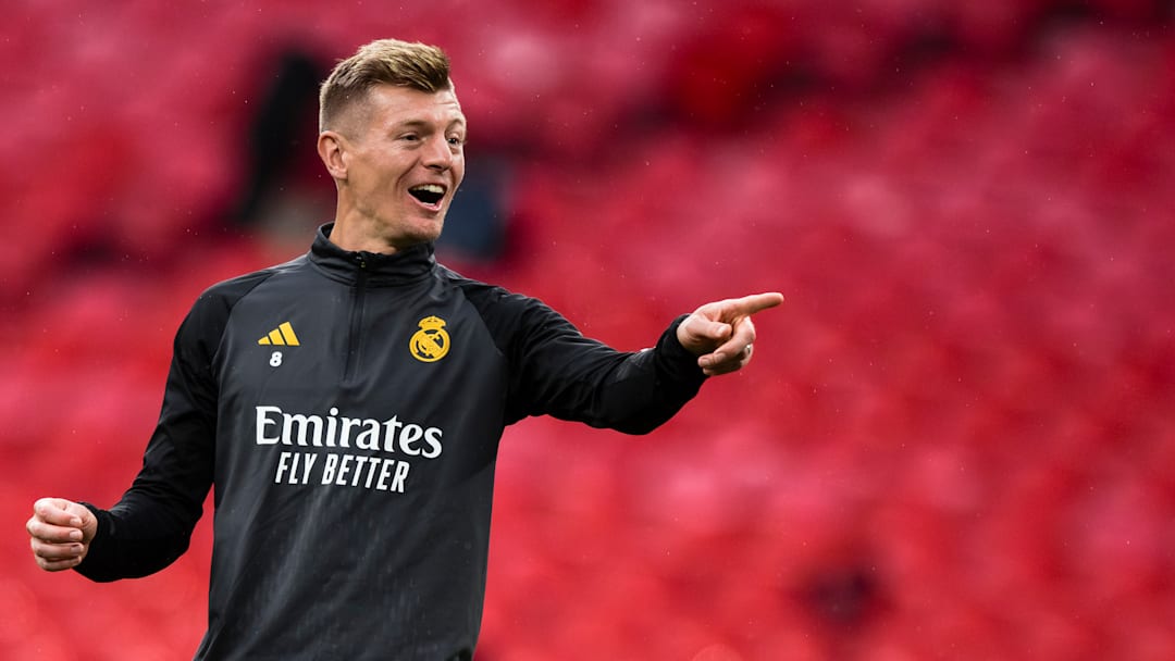 Toni Kroos of Real Madrid CF gestures during Real Madrid CF...