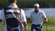 Sep 14, 2024; Bolingbrook, Illinois, USA; Bryson DeChambeau of the Crushers GC on the sixteenth hole during the second round of the LIV Golf Chicago tournament at Bolingbrook Golf Club. Mandatory Credit: Matt Marton-Imagn Images
