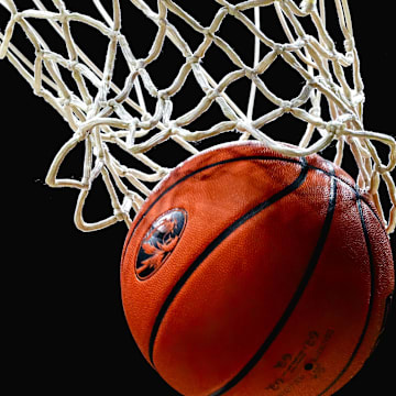 Feb 12, 2025; Columbia, Missouri, USA; A general view of a ball going through the net during the second half between the Oklahoma Sooners and the Missouri Tigers at Mizzou Arena. Mandatory Credit: Jay Biggerstaff-Imagn Images