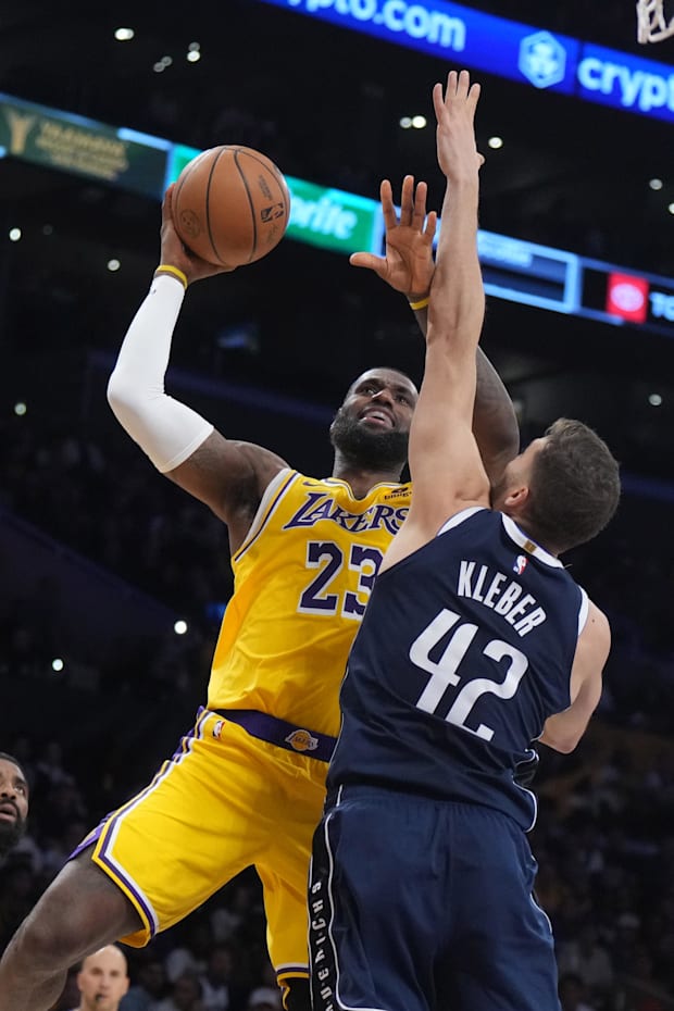 LeBron James and Maxi Kleber LeBron James and Maxi Kleber