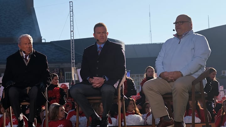 Lee Corso, Kirk Herbstreit, and Chris Fallica of  ESPN's 'College GameDay