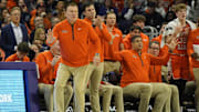 Dec 6, 2024; Evanston, Illinois, USA; Illinois Fighting Illini head coach Brad Underwood  gestures to his team against the Northwestern Wildcats during the first half at Welsh-Ryan Arena. Mandatory Credit: David Banks-Imagn Images