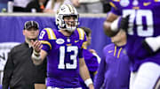 LSU Tigers quarterback Garrett Nussmeier (13) 