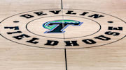 Feb 8, 2017; New Orleans, LA, USA; Devlin Fieldhouse logo at midcourt before the game between Houston Cougars and Tulane Green Wave at Devlin Fieldhouse.