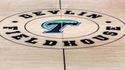 Feb 8, 2017; New Orleans, LA, USA; Devlin Fieldhouse logo at midcourt before the game between Houston Cougars and Tulane Green Wave at Devlin Fieldhouse. 