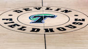 Feb 8, 2017; New Orleans, LA, USA; Devlin Fieldhouse logo at midcourt before the game between Houston Cougars and Tulane Green Wave at Devlin Fieldhouse.