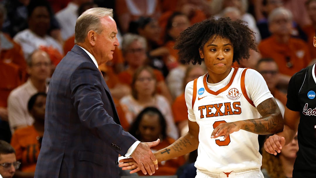 WNBA draft prospect Rori Harmon (right) and the Longhorns opened up their NCAA tournament with a 87–45 win over Missouri State. 