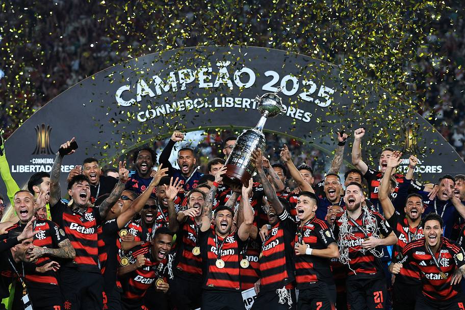 Flamengo celebrating the 2025 Copa Libertadores.