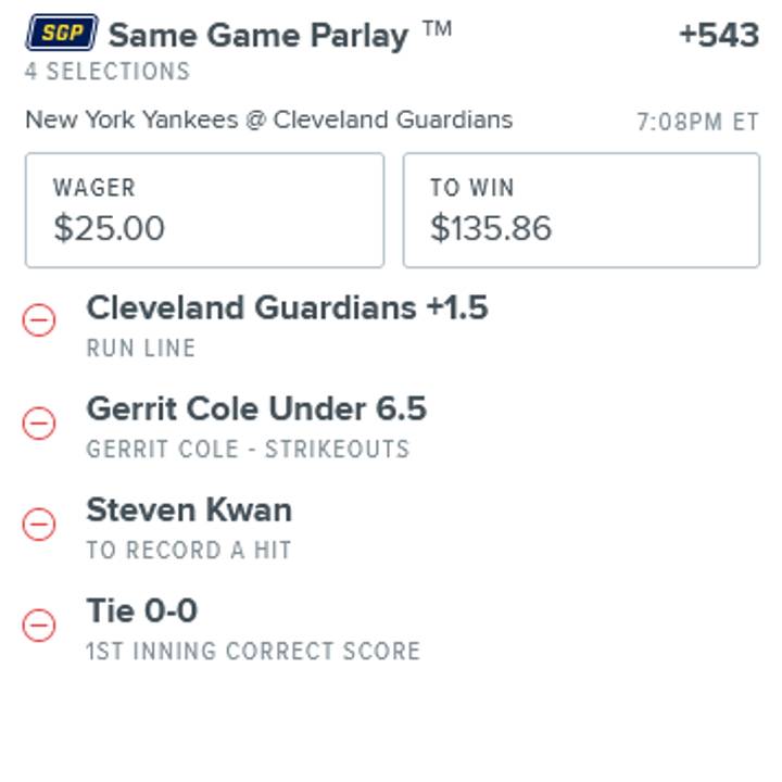 Best MLB Same Game Parlay Picks Today (Bet on Guardians to Keep it