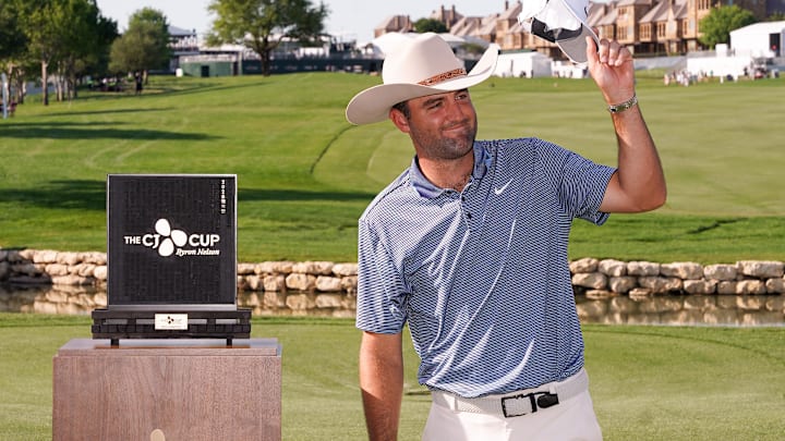 Scottie Scheffler tied the PGA Tour 72-hole scoring record with his win at the CJ Cup Byron Nelson. Scottie Scheffler tied the PGA Tour 72-hole scoring record with his win at the CJ Cup Byron Nelson.