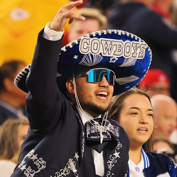 A Dallas Cowboys fan cheers during the second quarter against the San Francisco 49ers at Levi's Stadium. 