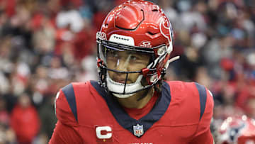 Houston Texans quarterback C.J. Stroud (7) reacts to the Texans touchdown against the Jacksonville Jaguars in the second half at NRG Stadium.