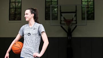 Iowa guard Caitlin Clark poses for a photo after a workout at a family friend's residence Tuesday, May 24, 2022 in West Des Moines.