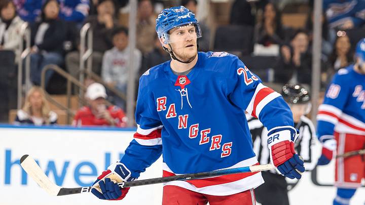Apr 5, 2026; New York, New York, USA; New York Rangers defenseman Adam Fox (23) skates against the Washington Capitals during the second period at Madison Square Garden. Mandatory Credit: Danny Wild-Imagn Images Apr 5, 2026; New York, New York, USA; New York Rangers defenseman Adam Fox (23) skates against the Washington Capitals during the second period at Madison Square Garden. Mandatory Credit: Danny Wild-Imagn Images