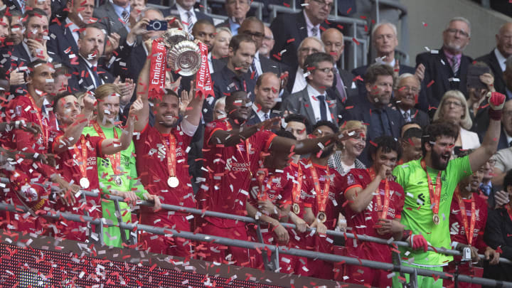 Liverpool celebrate their 2022 FA Cup triumph